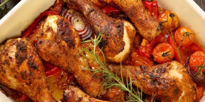 Курка, запечена шматочками